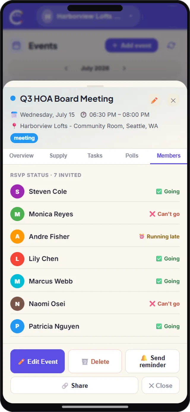 CircleUs for neighborhoods, members and RSVPs