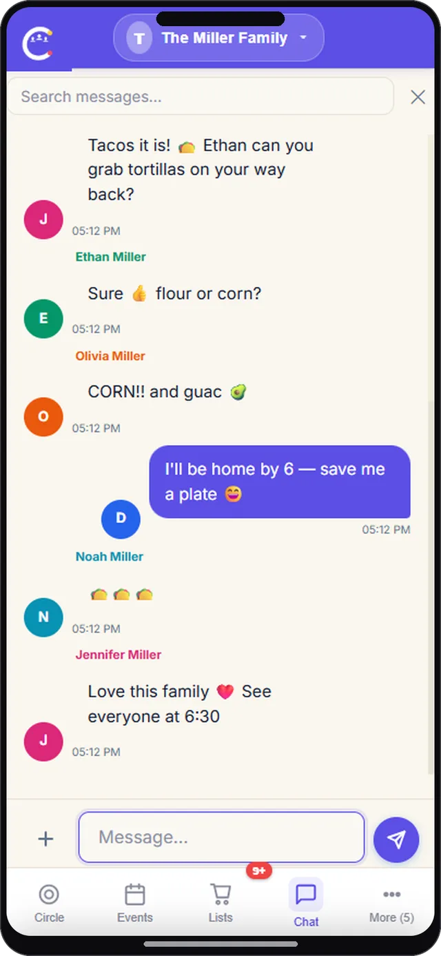 Group chat on CircleUs